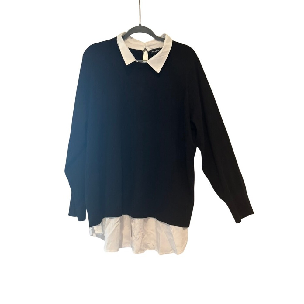 Torrid sz 3 black sweater white collar lagenlook new w/ tags Q